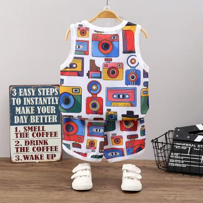 China Chinese Style Toddler Boy Clothes Cartoon Cotton Summer Shorts Sleeve T-shirt Set and Shorts Kids Outfit for sale