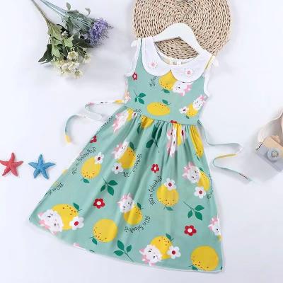 China 2022 New Design Anti-wrinkle Lovely Ruffle Sleeve Dress Animal Printing Summer Kids Girl Dress Clothes for sale