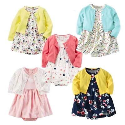 China Anti-wrinkle Spring Fall 2 Piece Dresses Newborn Baby Clothes Set With Coat for sale