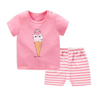 China Breathable Summer Cool 2 Piece Set T-shirt Shorts Sleeved Girls Kids Clothing Clothes China Best-Selling Baby Short Sleeve Suit for sale