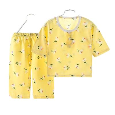 China New Baby Silk Cotton Anti-wrinkle Summer Boys And Girls Cotton Underwear Pajamas Air Conditioning Suit for sale