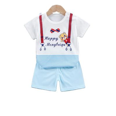 China 2 Pieces New Summer Fashion Oneset Soft Short Sleeved 100% Cotton Breathable Suit For Girls And Boys Children Clothing Set Children for sale