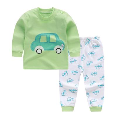 China Wholesale Cute Anti-wrinkle Long Sleeve Clothing Girl Pajamas Set 100% Cotton Newborn Baby Clothes for sale