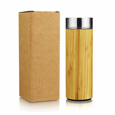 China 12oz 16oz Coffee Mug Vacuum Bamboo Water Bottle PORTABLE Stainless Steel Water Bottle With Bamboo Lid for sale