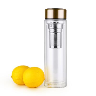 China Double Wall Water Bottle LED Glass Tea Infuser 350ml Sustainable Lid Glass Smart Water Bottle for sale