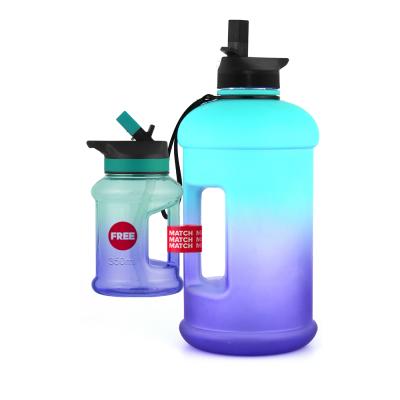 China Sustainable Logo Half Gallon 2.2l Custom Motivational Sports Bottle Leakproof Drinking Bottle Water Bottle With Time Marker And Straw for sale