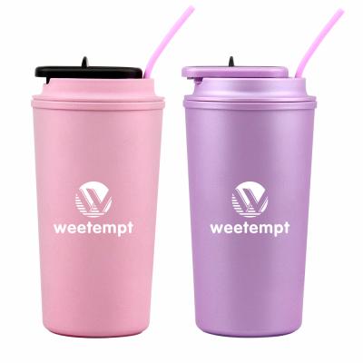 China Sustainable Portable Silicone Straw Coffee Cups Travel Mugs Plastic Coffee Mugs Eco-Friendly Luxury Custom Color for sale