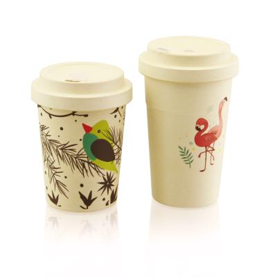 China Food Grade BPA Fiber Coffee Leak Free Reusable Sustainable Portable Bamboo Travel Mugs Warmer Mugs With Bamboo Logo And Lid for sale