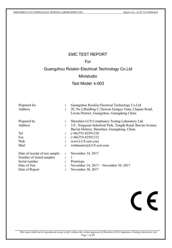 CE - Roiskin (GZ) Electrical Technology Co., Ltd.