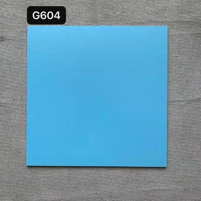 China 600*600 Modern Blue Solid Color Semi Polishing Porcelain Tiles For Floor And Wall for sale