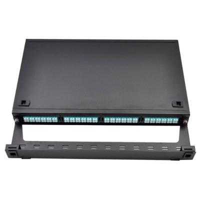 China 1U MTP Cassette Module 96F MPO To LC Patch Panel Rack Mount Black for sale