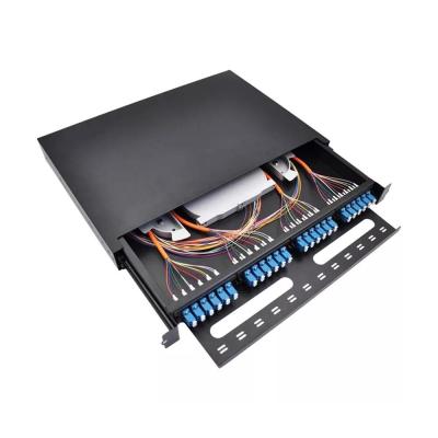 China MPO Rack Mount Fiber Panel Enclosure 24 Port LC Fiber Patch Panel 1U for sale