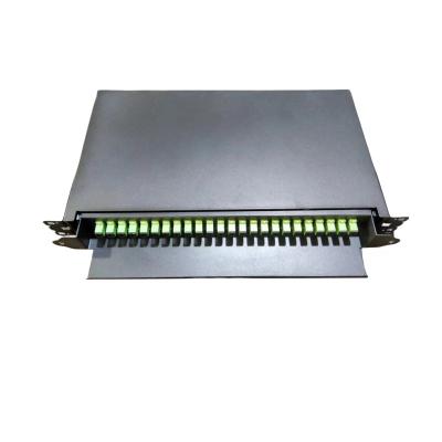 China Rack Mount 19 Inch Fiber Optic Patch Panel For Single Mode Or Multimode Cable Type for sale