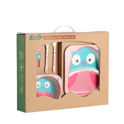 China Kids Children's BPA Free Kitchen Set Bamboo Fiber Kids Dinner Set Kids Dinnerware A001 for sale