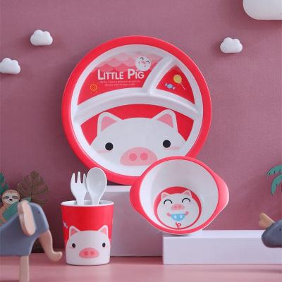 China BPA- Free Kids Baby Tableware Bamboo Fiber Dinnerware Set Christmas Gift Kids Feeding Dish for sale