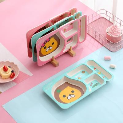 China New Design Bamboo Tableware Stocked Fiber Kids Divided Dish Baby Feeding Dishes for sale