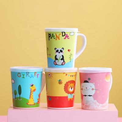 China Kids Food Grade Drinking Cup Bamboo Fiber Baby Cup With Silicone Lid For Kids for sale