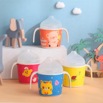 China New Design Kids Bamboo Puddle Proof Drinking Cup Fiber Baby Straw Cup With Lid And Handle for sale