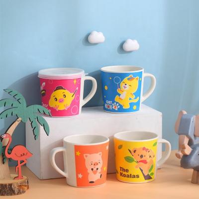 China Viable Cute Bamboo Fiber Free Cute Bamboo Fiber Cup Handle Plastic Cup With Lid 3315 for sale