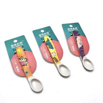 China Cute Fiber Baby Food Feeding Spoon Sustainable Bamboo Cartoon New Design Soup Spoon 2008 for sale