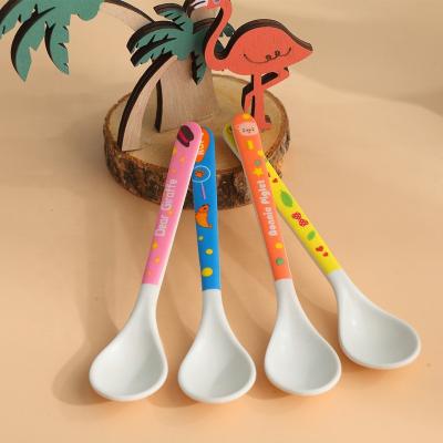 China Wholesale Sustainable Fiber Baby Cartoon Pattern Kids Soup Spoon Bamboo Feeding Spoon 3318 for sale