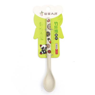 China Kids Fiber Printing Feeding Spoon 17067 Sustainable Wholesale Custom Mini Toddlers Bamboo Spoon for sale