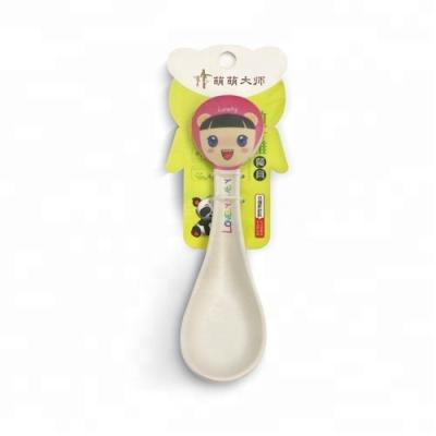 China Wholesale Viable Bamboo Fiber Children Kids Spoon Plastic Spoon Noodle Soup Deep Spoon D7066 for sale