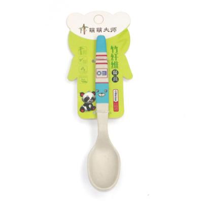 China Sustainable Hot Selling Bamboo Fiber Baby Kids Soup Spoon Plastic Spoon Wide Scoop 17068 for sale