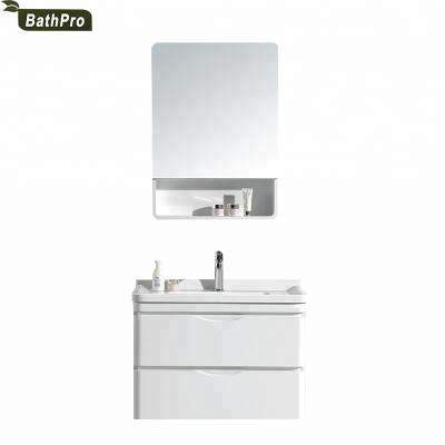 China Sliding Door Modern Ivory Color Mirror Cabinet Bathroom Vanity Wood Cabinet for sale