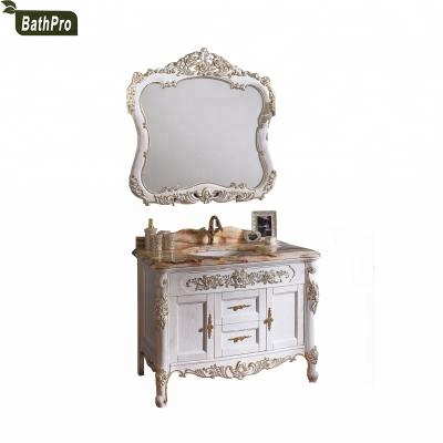 China Royal Antique Free Standing Waterproof Wooden Vanity Bathroom Cabinet With Leg (BP1005) for sale