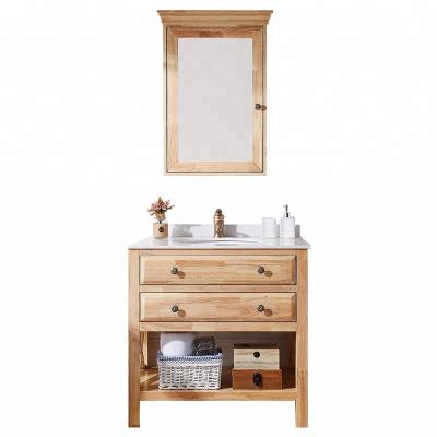 China 30 Inch Solid Wood Blum Bathroom Vanity Modern Marble Head Small Cabinet for sale