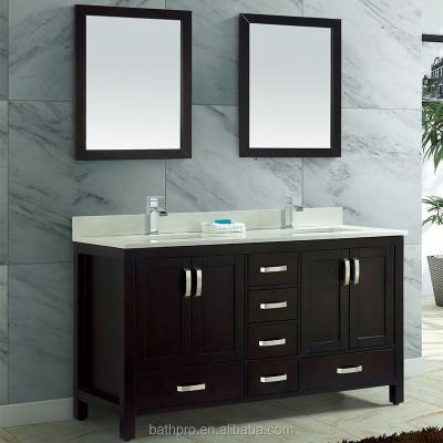 China 60 Inch Double Sink Vanity Modern American Solid Wood Modern Bathroom Vanity Sets for sale