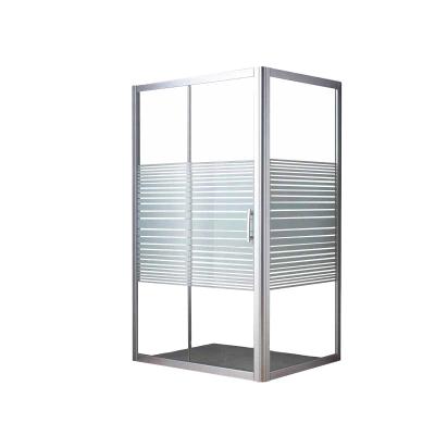 China Modern Frameless Square Form Sliding Door Glass Shower Room With Pattern for sale