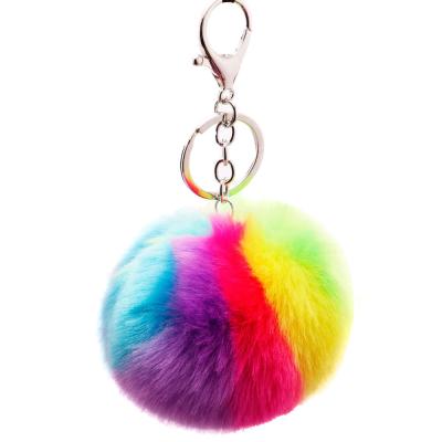 China Solf 9cm Plush Car and Handbag Pendant Pompom Key Chain Lovely Gifts High Quality Wholesale Blast Key Ring for sale