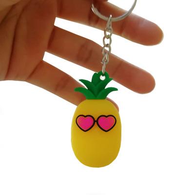 China Wholesale Customized PVC RTS Promotion Gift 3d Soft Rubber Keychains 3d Fruits PVC Key Rings for sale