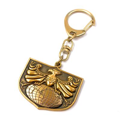 China Europe 3D logo custom antique plating key chain commemorative high quality metal die casting material for sale