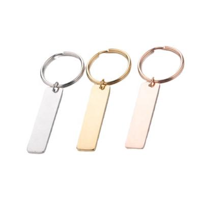 China Europe Fashion Blank Stainless Steel Rectangle Key Chain Tag Gift in Gold, Silver, Rose Gold, Black Colors for sale