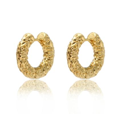 China Fashion Wholesale Classic Brass Retro 18k Gold Plated Real Gold Earrings Jewelry Fashion Irregular Earrings for sale