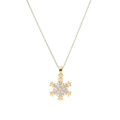 China Gold Necklace Snowflake Stainless Steel Jewelry Chain Necklace Cheap Wholesale Romantic Ladies Pendant for sale