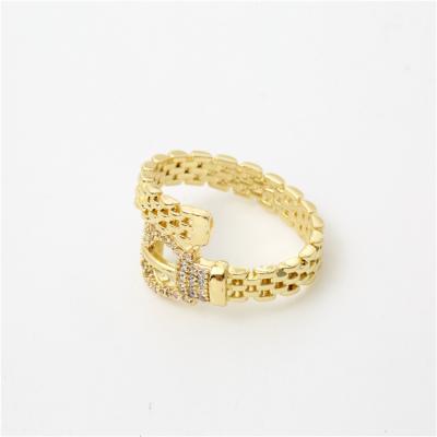 China Hip pop belt factory direct sale zircon woven pattern ring men and women adjustable ring for sale