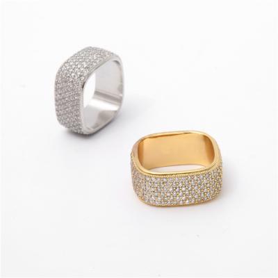 China 2022 Luxury New Luxury Brass Jewelry Full Of Diamond Square Gold Ring Fashion Wedding Engagement for sale