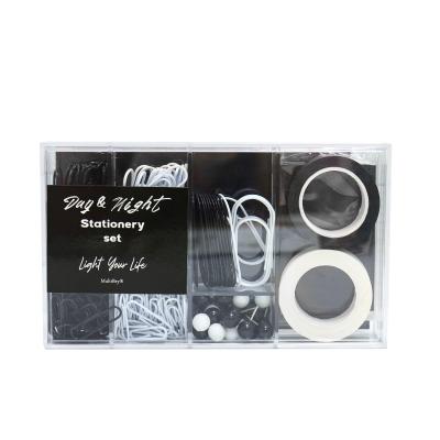 China Black white kids stationery gift set washi tape paper clips push pins mini stationery box set DB-CLIP-020 for sale