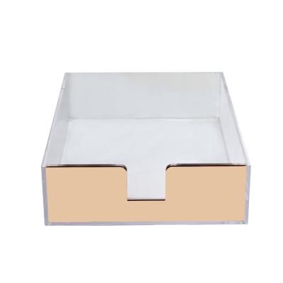 China New-fashion Stationery Gift Desk Organizer Gold File Trays Transparent Document Tray for sale