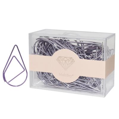 China New Product Portable Metal Custom Paper Clip With Box Marker Tear Drop Fat Purple 50mm Wide Paper Clips for sale