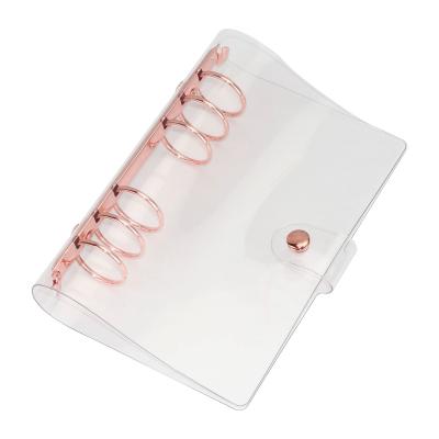 China 30mm 6 Ring Clear Plastic PVC A6 Ring Binder Loose Leaf Cover Ring Rose Gold Binder A6 for sale