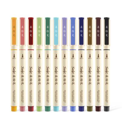 China Cute Writing and Drawing Outline Pen Creative Gift Voucher Art Marker 12 Colors Pen Light Color Marker for sale