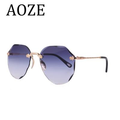 China High Quality Fashion Women Steampunk Polygon Sunglasses Fashion Brand Rimless Lens Female Luxury Light Gradient for sale