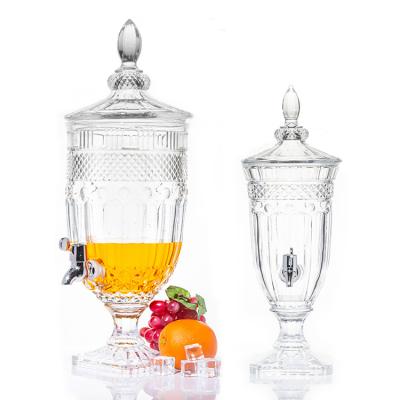 中国 Professional fashioned Luxury lead-free crystal glass 5L glass juice beverage dispenser 販売のため