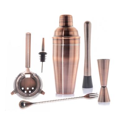 Cina Stainless Steel Cocktail Kit Shaker Mixer Drink Bartender Antique Copper Barware Set in vendita