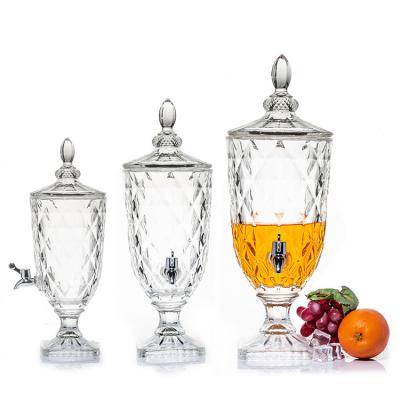 Китай High quality lead-free crystal glass 5L glass juice beverage dispenser with tap продается